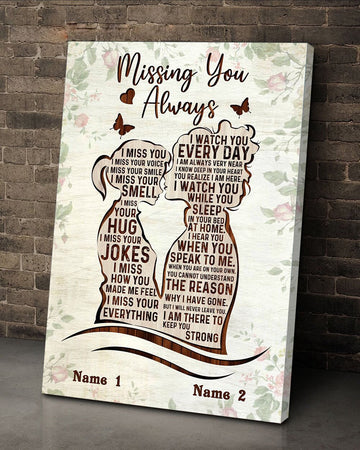 Mom and daughter Missing you always Personalized -  Matte Canvas