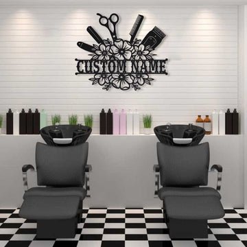 Metal Hair Salon Stylist Sign - Personalized Cut Metal Sign