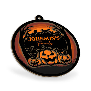 Custom Halloween Suncatcher Ornament, Custom Pumpkin's Family Name Orange Suncatcher Ornament, Halloween Decor Gift