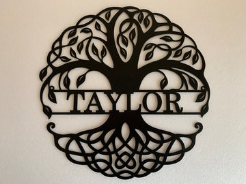 Custom Family Last Name Tree of Life - Personalized Metal House Sign