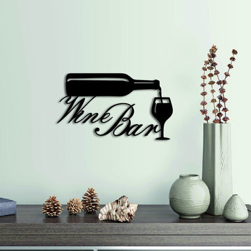 Wine bar bottle and glasses - Cut Metal Sign