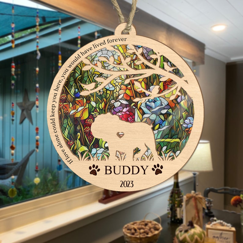 Personalized Fox Terrier Suncatcher Ornament Custom Pet With Name And Date Dog Memorial Suncatcher Pet Memorial Ornament Pet Loss Gift