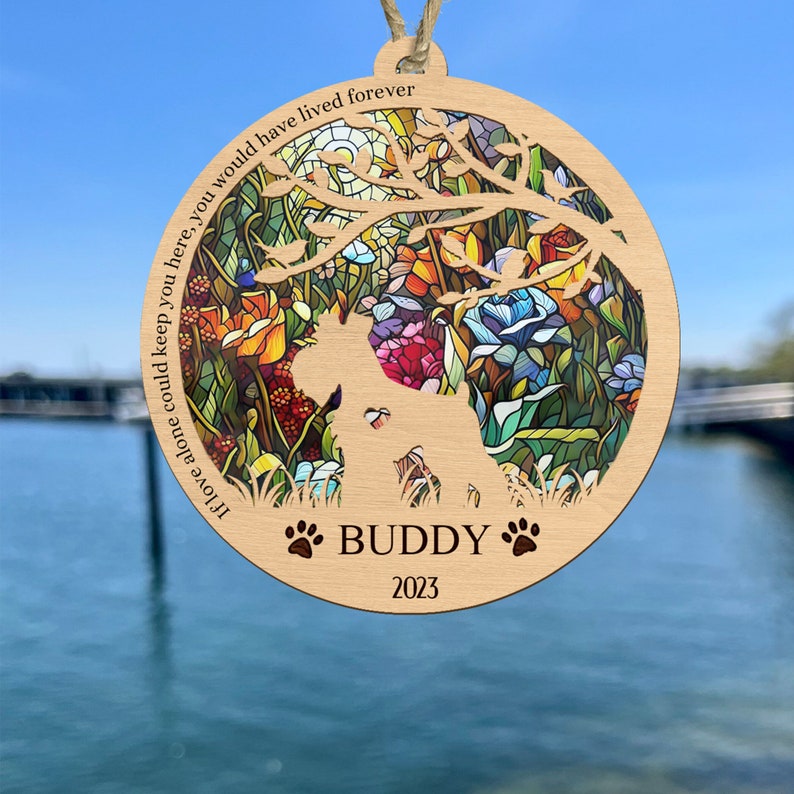 Personalized Boston Terrier Dog Suncatcher Ornament Pet Memorial Suncatcher Custom Pet Name And Date Suncatcher Pet Memorial Gift
