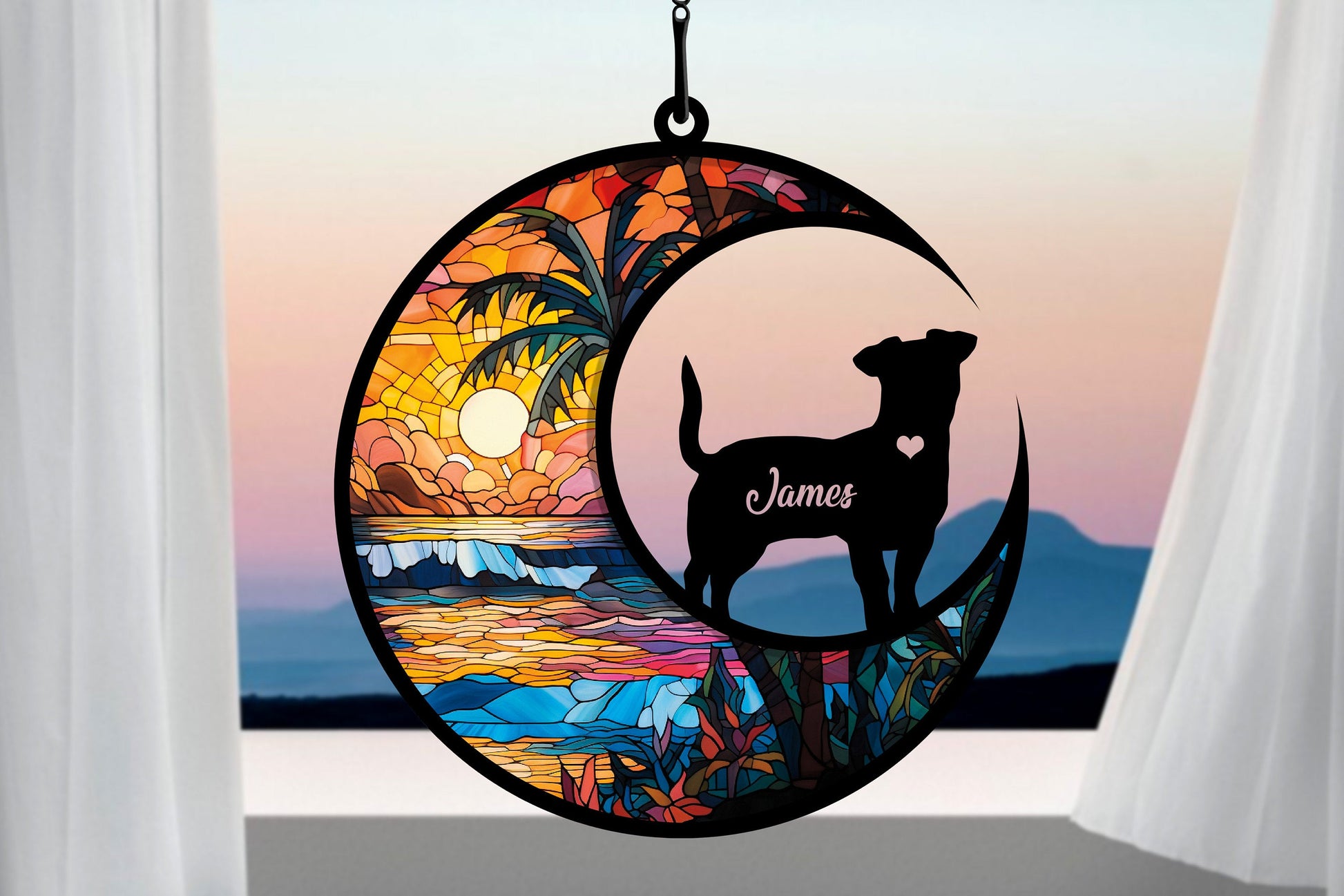 Personalized Dog Suncatcher Ornament, Window Suncatcher Ornament Decor, Gift For Dog Lover Ornament, Keepsake Ornament