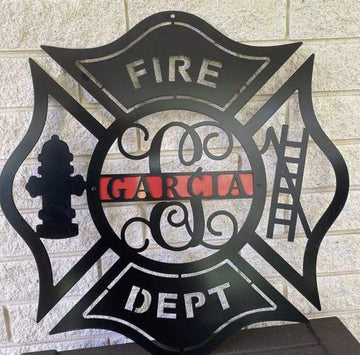Fire fighter arms your name - Personalized Cut Metal Sign