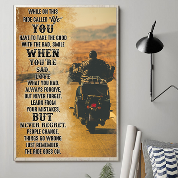 Just Remember The Ride Goes On Biker Posrer Gift For Biker Vertical Poster