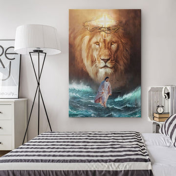 Jesus and Lion Jesus walks on the water - Matte Canvas