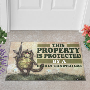 Cat highly trained doormat Doormat