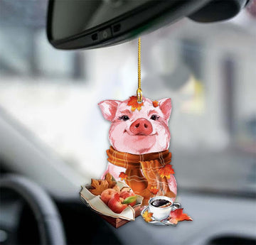 Pig hello fall two sides ornament