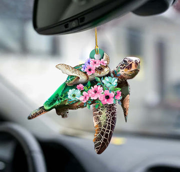 Turtle mother and flowers turtle lovers two sided ornament
