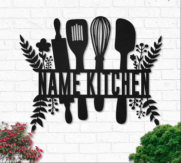 Baking tools flower personalized name baking lover Metal House Sign