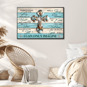 Seashell Cross Surrounded By Your Glory What Will My Heart Feel - Matte Canvas
