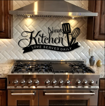Kitchen love served daily personalized name Metal House Sign