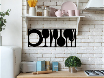 Kitchen utensils minimalist wall art - Cut Metal Sign