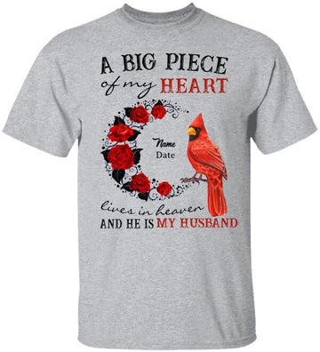 Cardinal a big piece of my heart lives in heaven moon flower personalized Standard T-shirt