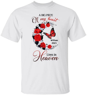 Butterfly a big piece of my heart lives in heaven moon flower personalized Standard T-shirt