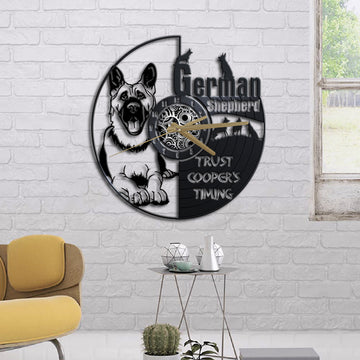Dog Lovers Trust German Shepherd's Timing - Personalized Acrylic Clock