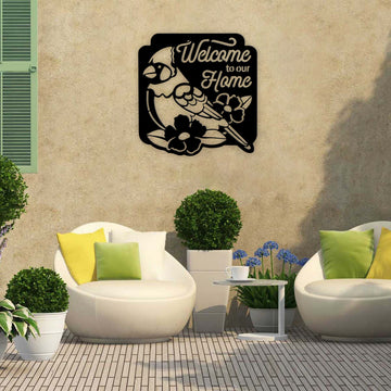Bird Lovers Welcome To Our Home Metal Wall Art