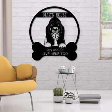 Basset Hound's House Dog Lovers Personalized Metal Sign