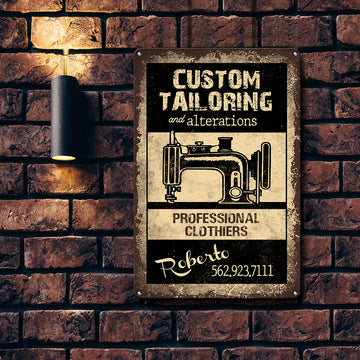Sewing Lovers Custom Tailoring Print Color Metal Sign