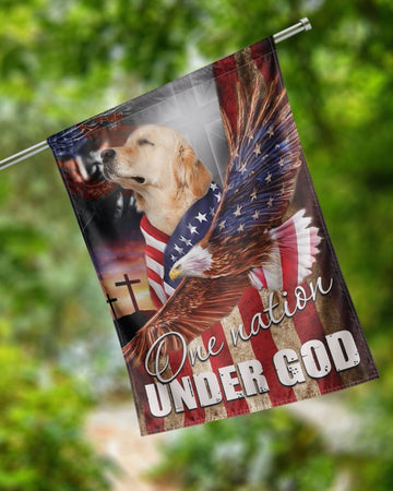 Golden Retriever 2 Dog American Patriot Flag Independence Day - House Flag