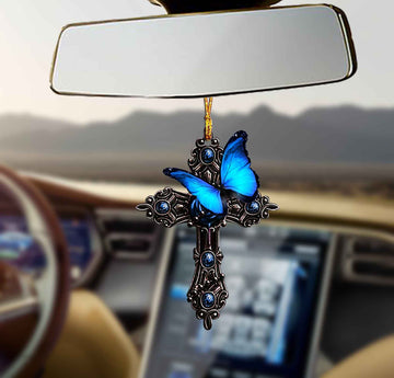 Blue butterfly pray for God blue butterfly lovers ornament cus
