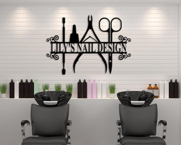 Nail Salon Personalized Shop Name Metal Wall Art