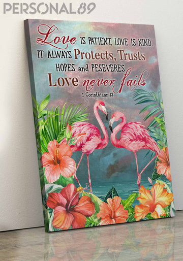 Flamingo Love Is Patient Love Is Kind- Matte Canvas