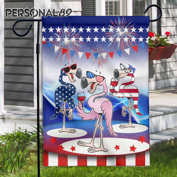 Flamingo American Party Garden Flag