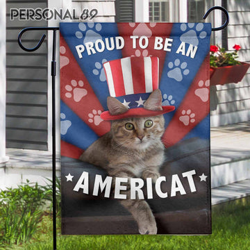 Cat Proud To Be An America Garden Flag