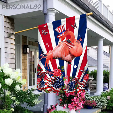 America Flamingo Celebrate Fourth Of July Independence Day - House Flag