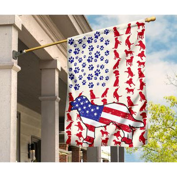 Independence Day Labrador Retriever American Flag Paw Print - House Flag