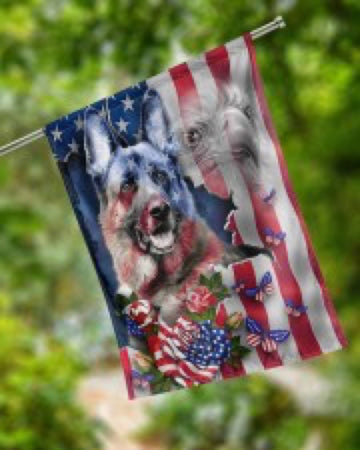German Shepherd 2 Dog American Patriot Flag Independence Day - House Flag