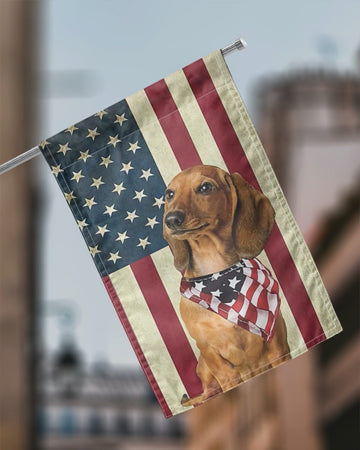Dachshund 3 Dog American Patriot Flag Independence  - House Flag