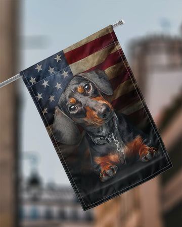 Dachshund Dog American Patriot Flag Independence Day - House Flag