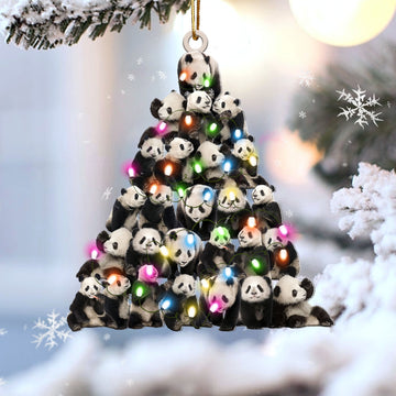Panda Lovely Tree Christmas 2 sides Ornament