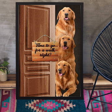 Golden Retriever Time To Go For A Walk Right Poster