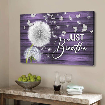 Purple Butterfly Just Breathe - Matte Canvas, gift for you, gift for butterfly lover, memory gift, gift for widow, gift to widow, living room wall art, living room picture