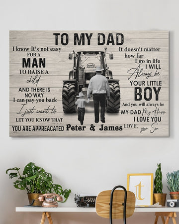 Personalized To My Dad I Know It's Not Easy For A Man To Raises A Child - Matte Canvas