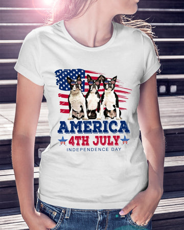 Boston Terrier Independence Day Ladies T-Shirt