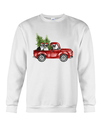 Boston terrier christmas car Crewneck Sweatshirt