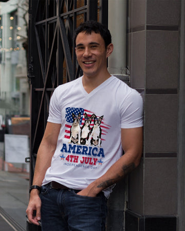 Boston Terrier Independence Day V-Neck T-Shirt