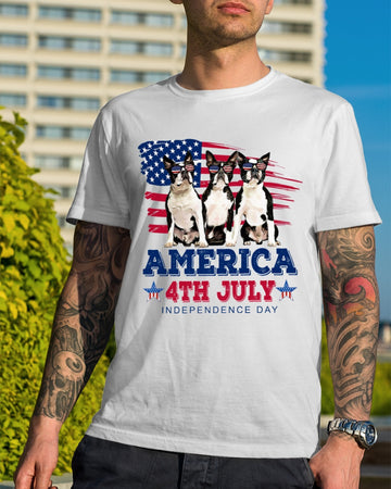 Boston Terrier Independence Day Premium Fit Mens Tee