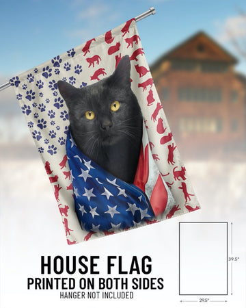 Black Cat American Patriot - House Flag 01