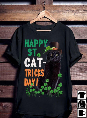 Happy St. Cat-tricks Day - Black Cat St. Patrick's Day T-shirt S M L XL 2XL 3XL 4XL 5XL