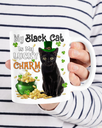My Black Cat Is My Lucky Charm St. Patrick's Day Ceramic Mug