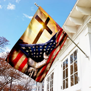 Christian Cross America Flag - House Flag