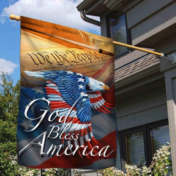 God Bless America Eagle American Flag - House Flag