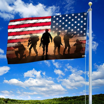 Memorial Day Veteran American Flag - House Flag