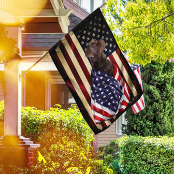 Chocolate Labrador Retriever American Patriot Flag - House Flag